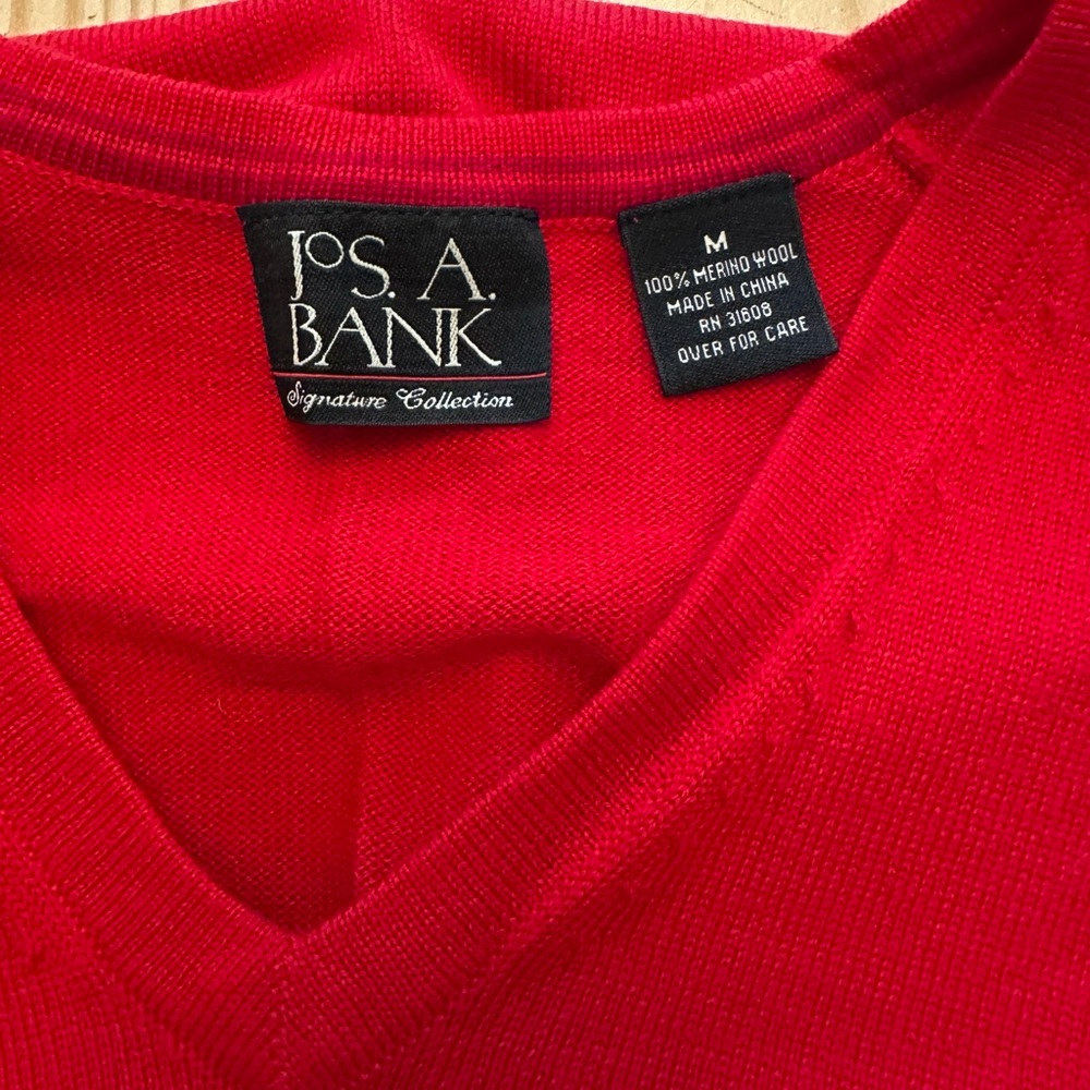 Jos. A. Bank Vivid Red V-Neck Sweater Vest View 2